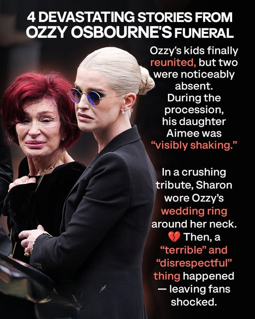 Emotional Moments from Ozzy Osbourne’s Memorial: Sharon’s Fragility & Aimee’s Visible Grief