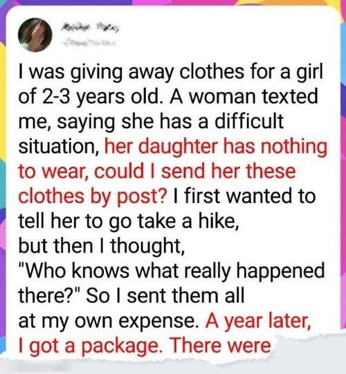 I Sent a Box of Clothes… and a Year Later, This Arrived