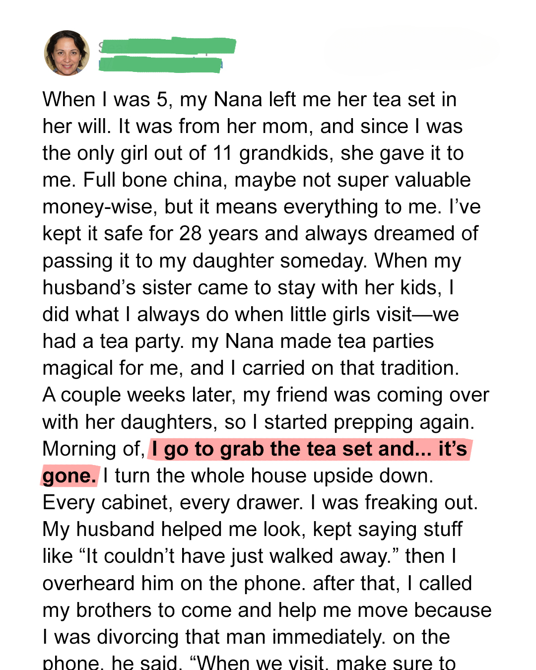 My Nana’s Tea Set Went Missing — The Secret I Overheard Broke My Heart