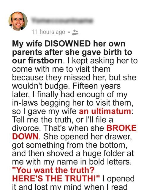 My Wife Cut Ties with Her Parents After Our Son Was Born — 15 Years Later, She Revealed the Real Reason