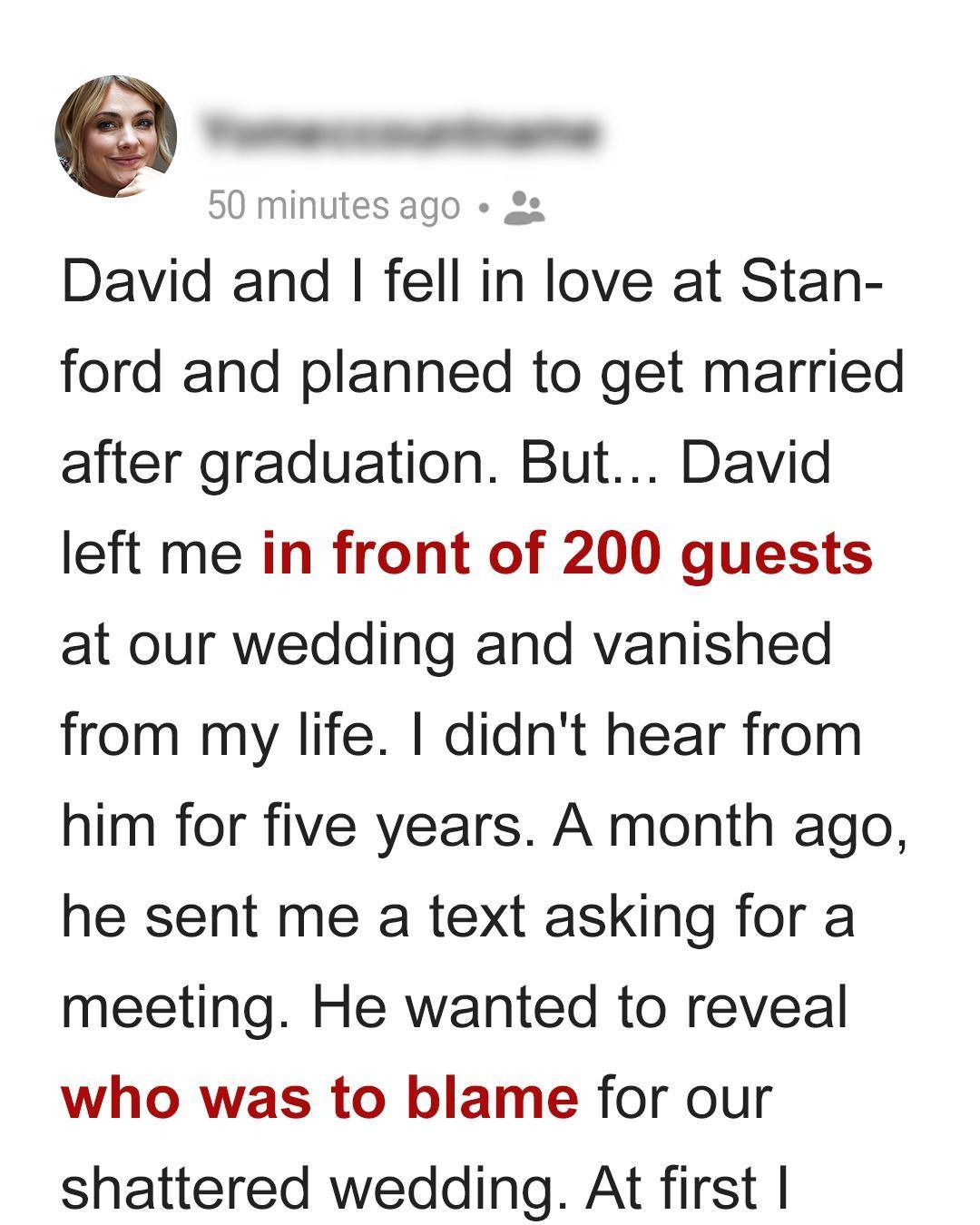 Left at the Altar, Five Years Later I Received an Unexpected Message