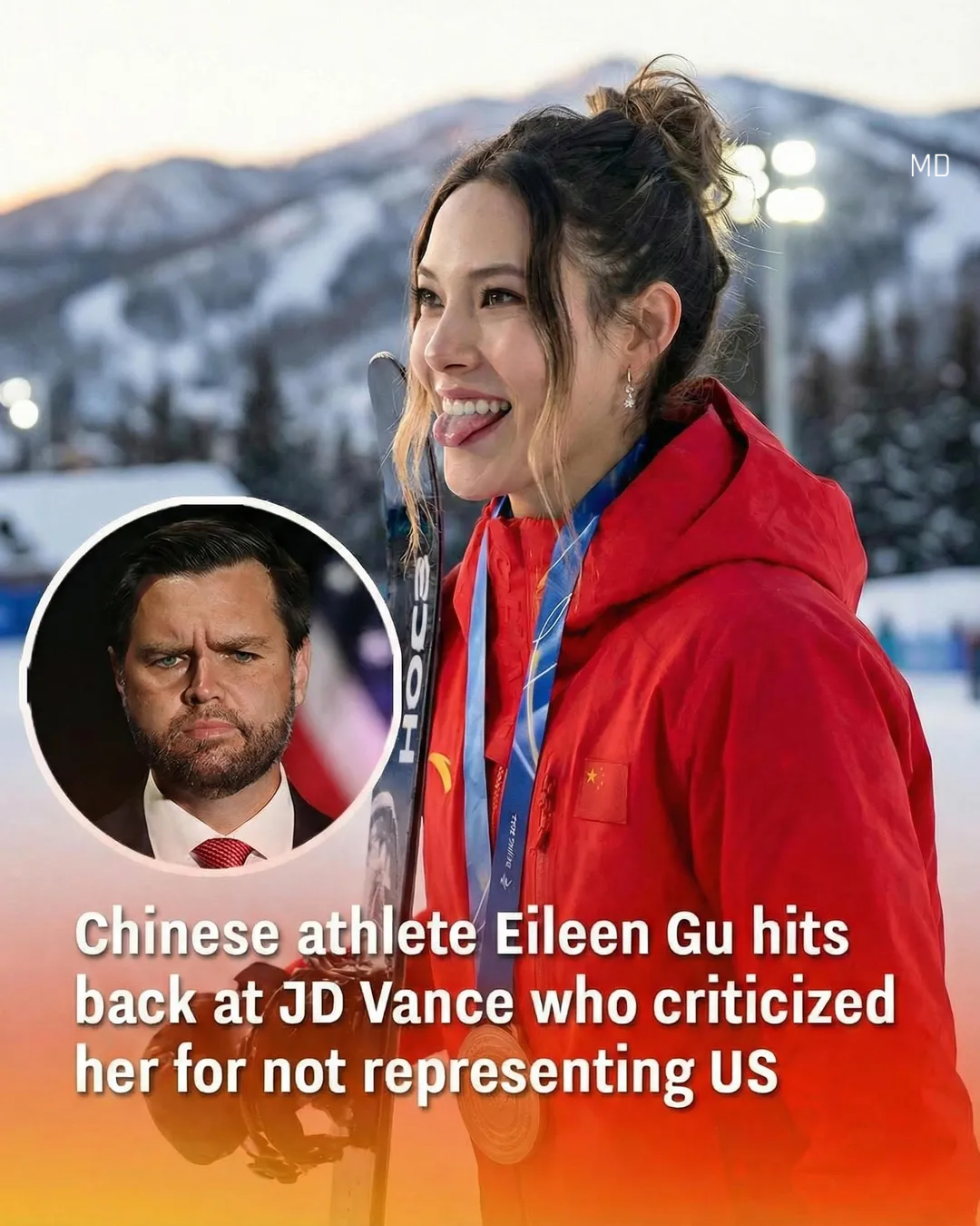 Chinese athlete Eileen Gu hits back at JD Vance who criticised her for not representing US
