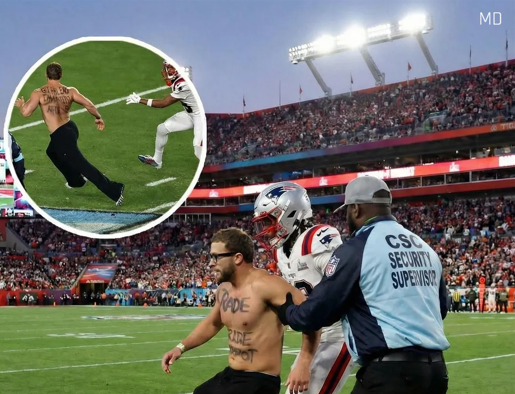 Streaker at Super Bowl Identified After Three-Word Message on His Back Gained Attention